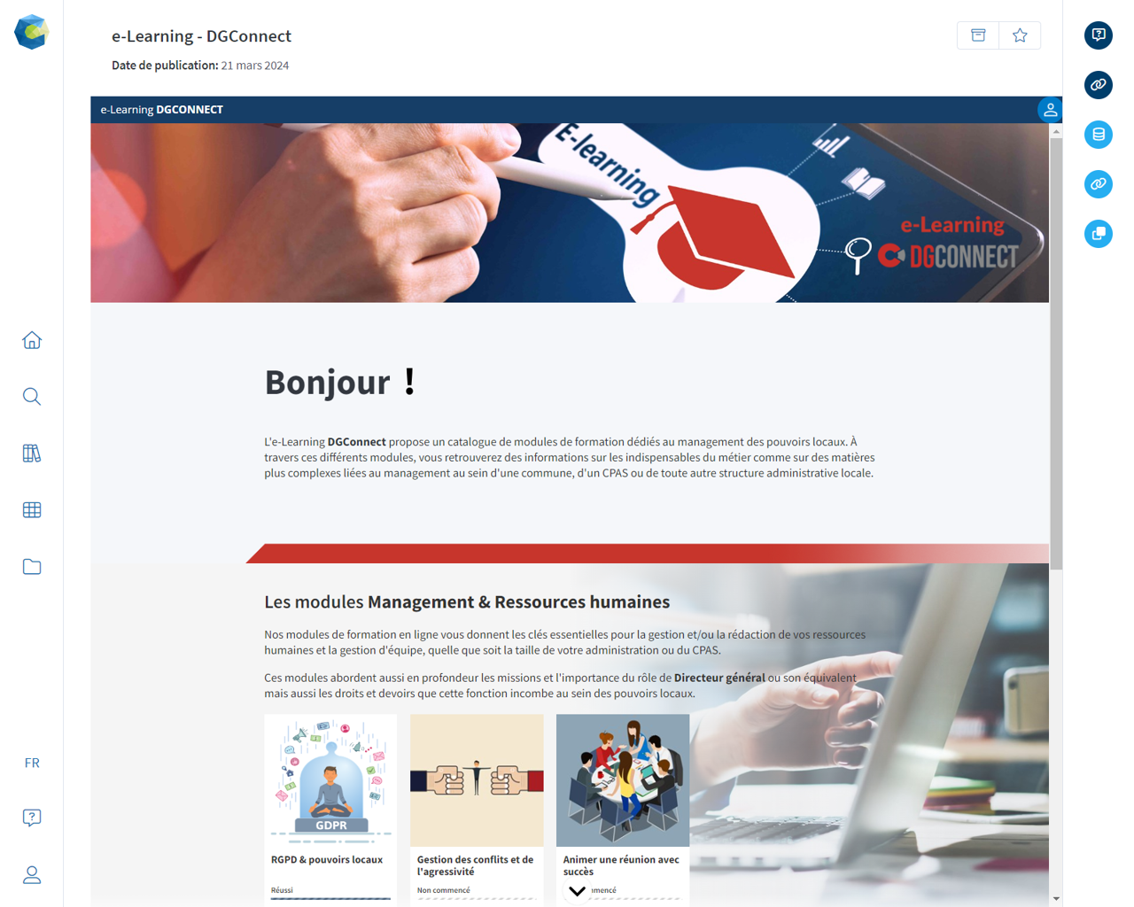 E Learning DG Screen 1